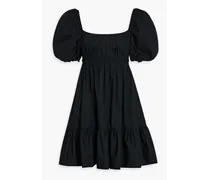 Ada ruffled cotton-poplin mini dress - Black