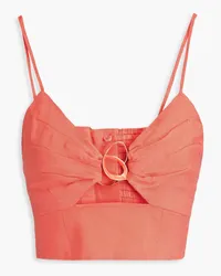 Aje. Ariel cropped embellished linen-blend top - Orange Orange