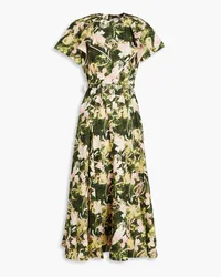 3.1 phillip lim Ruffled printed cotton-poplin midi dress - Green Green