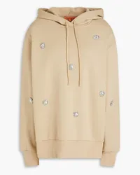 Stine Goya Lesly crystal-embellished cotton-blend fleece hoodie - Neutral Neutral