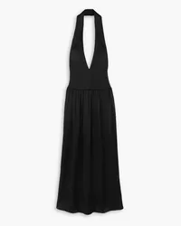 16ARLINGTON Salina satin halterneck gown - Black Black