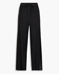 Sandro Satin-paneled twill wide-leg pants - Black Black