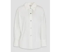 Belted cotton-poplin shirt - White