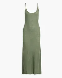 Onia Open-back crochet-knit linen midi dress - Green Green