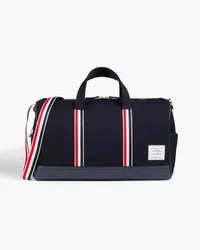 Thom Browne Textured-leather and canvas weekend bag - Blue - OneSize Blue