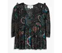 Zarry paisley-print crepe blouse - Black