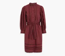 Molly belted cotton-poplin mini dress - Burgundy