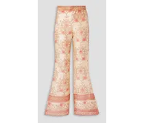 Tahimsa printed silk flared pants - White