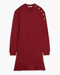 Derek Lam Camden button-embellished French cotton-terry mini dress - Burgundy Burgundy