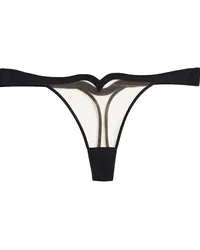 Agent Provocateur Jersey-paneled mesh mid-rise thong - Black Black