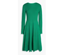 Scalloped ribbed merino wool dress - Green