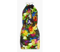 Anahita printed silk-blend satin halterneck mini dress - Multicolor