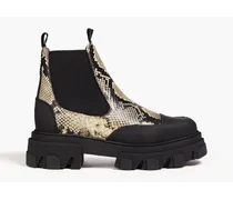 Croc-effect leather Chelsea boots - Neutral