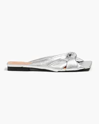 Ganni Knotted metallic faux leather slides - Metallic Metallic