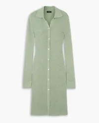 Theory Ribbed cotton-blend shirt dress - Green Green