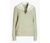 Convertible mélange knitted sweater - Green