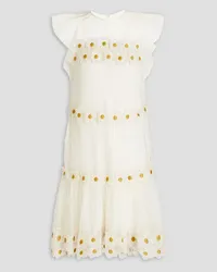 RED Valentino Organza-trimmed embroidered tulle mini dress - White White