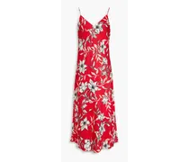 Mallory floral-print silk-blend twill midi slip dress - Red