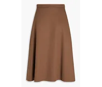 Flared Wool and cashmere-blend midi skirt - Brown