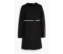 Scalloped crepe de chine mini dress - Black