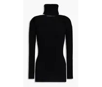 Amandine convertible ribbed cashmere sweater - Black