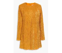 Odis sequined plissé-knitted mini dress - Yellow