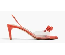 Bow-embellished suede and PVC sandals - Orange