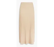 Ribbed cotton-blend jersey midi skirt - Neutral