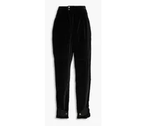 Cotton-velvet tapered pants - Black