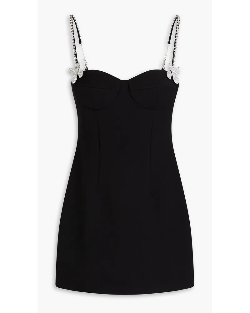 Area Crystal-embellished wool-blend crepe mini dress - Black Black