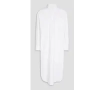 Appliquéd cotton-poplin midi shirt dress - White