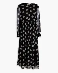 Baum und Pferdgarten Allix gathered floral-print crepon midi dress - Black Black