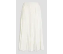 Nanao pleated silk-crepe de chine midi skirt - White