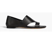 Leather collapsible-heel sandals - Black