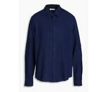 Linen-blend shirt - Blue