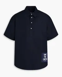 Emporio Armani Appliquéd cotton-poplin polo shirt - Blue Blue