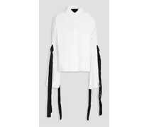 Bow-detailed stretch-cotton poplin shirt - White