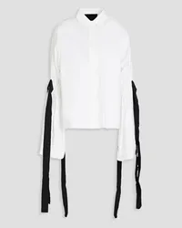 RED Valentino Bow-detailed stretch-cotton poplin shirt - White White