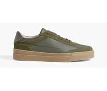 Gina pebbled-leather and suede sneakers - Green