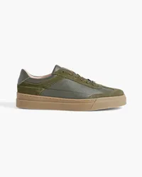 Iris & Ink Gina pebbled-leather and suede sneakers - Green Green