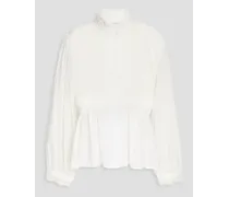 Selma guipure lace-trimmed cotton-mousseline blouse - White