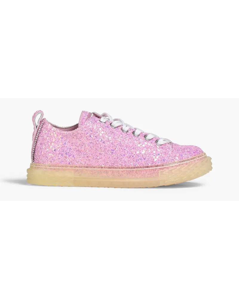 Giuseppe Zanotti Blabber iridescent glittered leather sneakers - Pink Pink