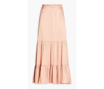 The Gloria tiered satin maxi skirt - Pink