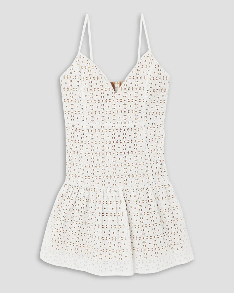 Michael Kors Broderie anglaise cotton mini dress - White White