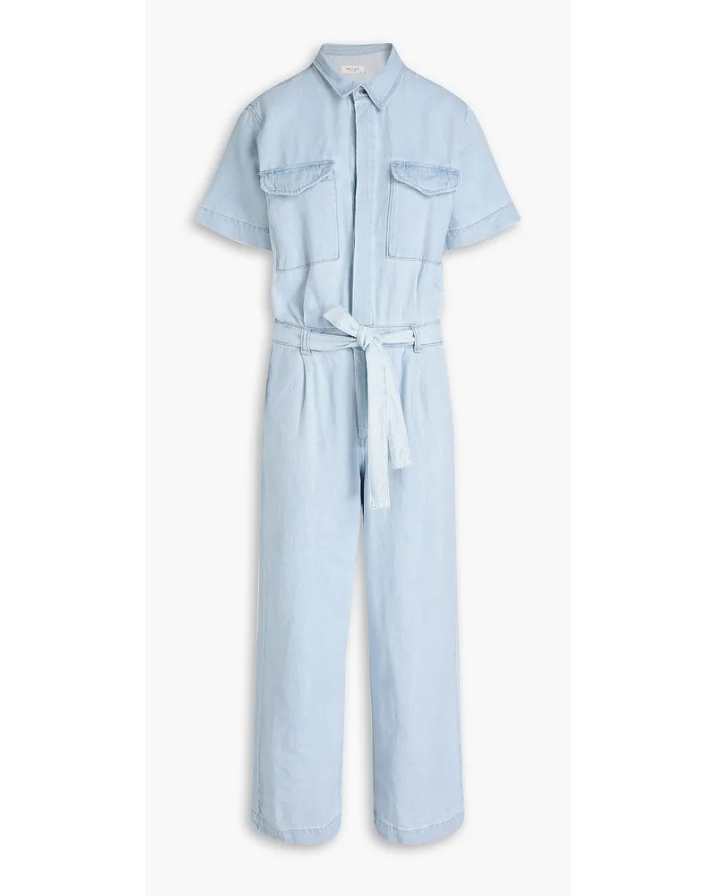 Rag & Bone Belted pleated denim jumpsuit - Blue Blue