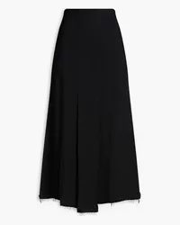 BITE Studios Frayed pleated crepe midi skirt - Black Black