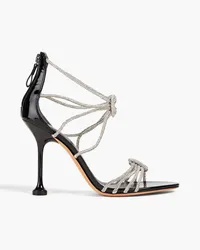 Alexandre Birman Vicky 100 crystal-embellished knotted patent-leather sandals - Metallic Metallic