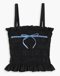 Molly Goddard Kirsty cropped ruched bow-embellished taffeta top - Black Black