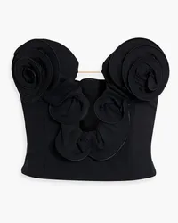 Magda Butrym Floral-appliquéd stretch-knit bustier top - Black Black