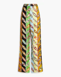 Emilio Pucci Printed silk-twill wide-leg pants - Yellow Yellow